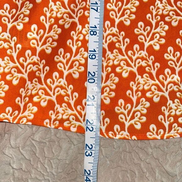 LOFT Tank Top Orange Pattern Ruffle Size Medium‎ Petite New - Picture 8 of 9